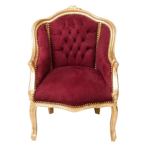 Fauteuil Louis Xvi De Style Français, En Hêtre Massif Avec Patine En Feuille D'or L63xpr57xh80 Cm