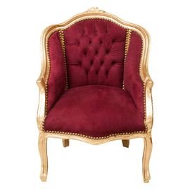 Fauteuil Louis Xvi De Style Français, En Hêtre Massif Avec Patine En Feuille D'or L63xpr57xh80 Cm