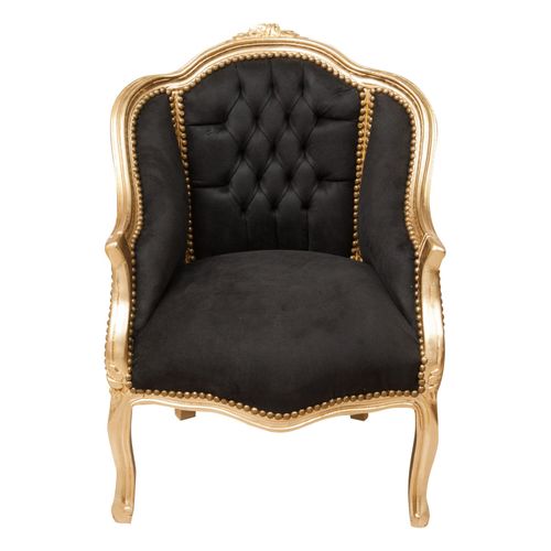 Fauteuil Louis Xvi De Style Français, En Hêtre Massif, Sculpté Et Fini À La Main Avec Patine En Feuille D'or. As