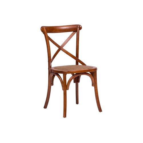 Chaise Thonet En Frêne Massif Et Assise En Rotin Finition Noyer 48x52x88 Cm