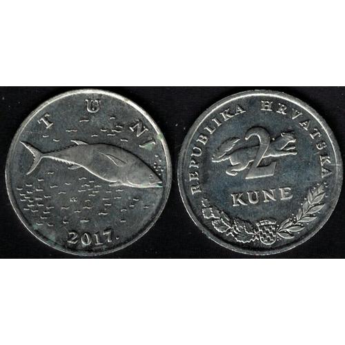 Croatie 2017 Pièce De Monnaie Coin 2 Kune Avec Thon Poisson Et Mammifère Marte Su