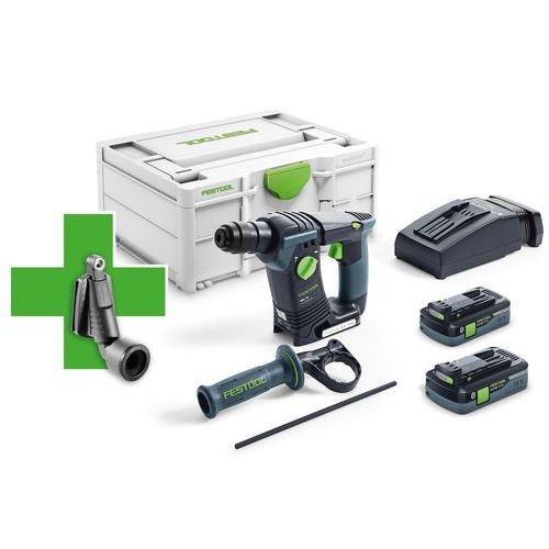 Festool BHC 18 HPC4,0 I-Plus - Set perforateur Li-Ion 18V (2x batterie 4,0Ah) dans systainer + adaptateur aspiration offert - 1,8J - 68mm