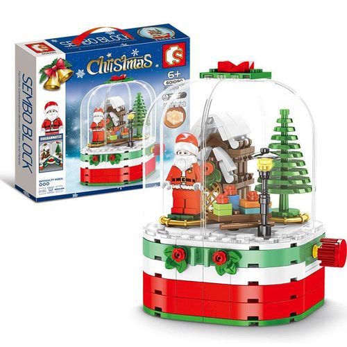 Blocs De Construction Père Noël Boîte À Lumière Rotative, Bricolage, Jouets De Construction, Cadeau De Noël Pour Enfants, Nouvel An