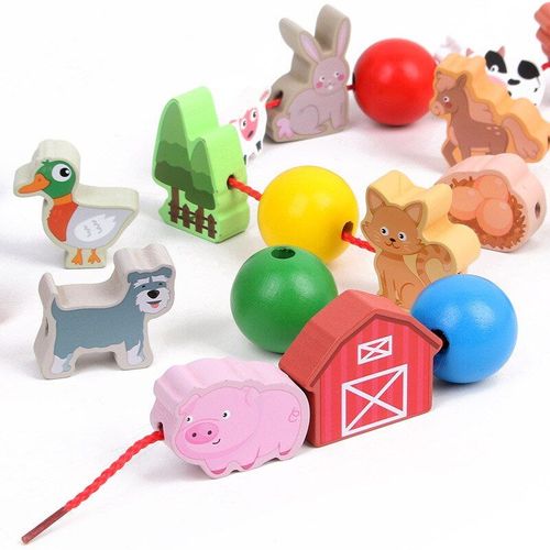 Jeu De Perles En Bois Amusant Pour Bébé, Jouets Éducatifs Montessori, Blocs De Construction Perlés Pour Enfants