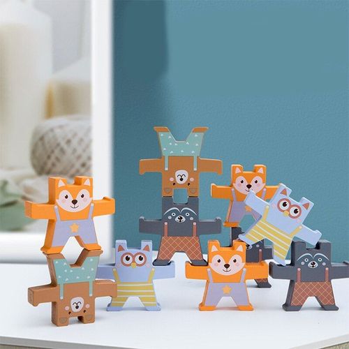 Ours Mignon En Bois, Blocs De Construction D'équilibre En Bois, Jouet Éducatif À Empiler Pour Enfants, Coordination ¿Il-Main