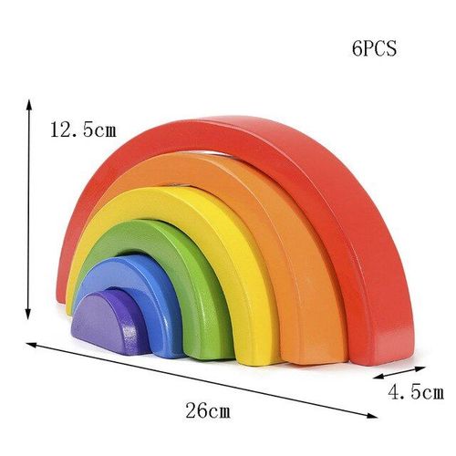 Jouet Montessori En Bois Pour Bébé, Blocs De Construction Arc-En-Ciel, Bricolage Créatif, Jeu D'équilibre À Empiler, Jouet Éducatif Pour Enfants, Cadeau