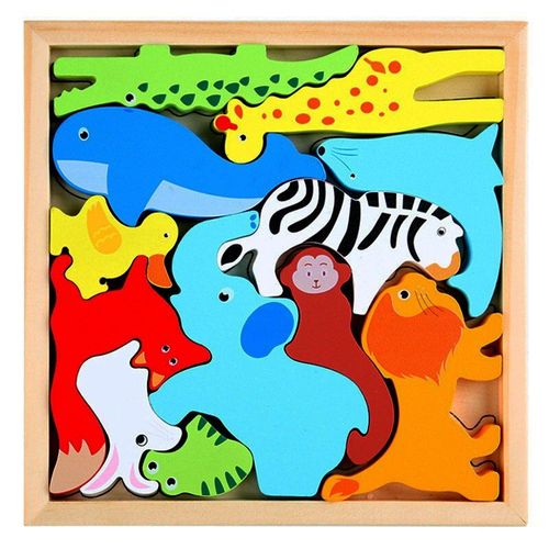 Puzzle 3d En Bois Avec Animaux De Dessin Animé Pour Enfants, Jouets Éducatifs, Cadeau Pour Les Tout-Petits