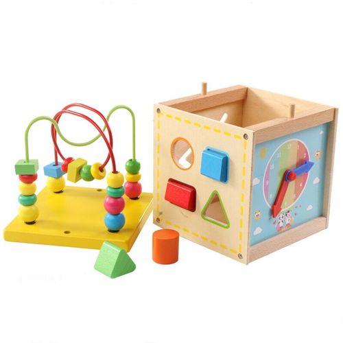 Jouets Éducatifs En Bois En Forme D'horloge Perlée, Appairage Cognitif, Jeux De Logique Pour Bébé, Blocs De Construction, Jouets Pour Enfants