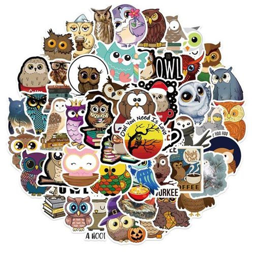Autocollants Dessin Animé Hibou Pour Enfants, Étiquette D'animaux Mignons, Paquet Sur Ordinateur Portable, Voiture, Guitare, Livre, Bagages, Décoration, Jouet