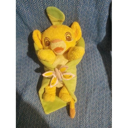 Doudou Peluche Simba Le Roi Lion Feuille Couverture Papillon Rose Disneyland