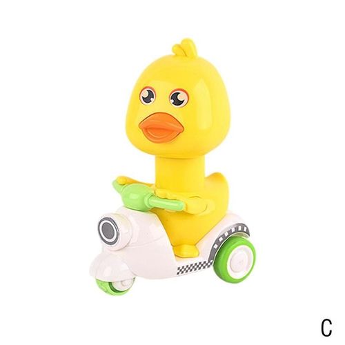 Jouet De Voiture De Traction De Moto De Canard Jaune En Appuyant Sur Les Têtes Pour Déplacer L'horloge, Jouet De Puzzle À Remonter Pour Enfants, Cadeau Pour Bébé