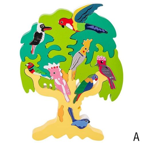 Puzzle créatif en bois 3D, arbre à oiseaux, blocs éducatifs de noël pour les tout-petits, cadeau pour enfants, modèle 2, R8R5