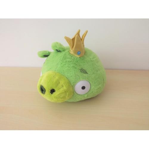 Doudou Peluche Angry Bird Cochon Roi King Vert 