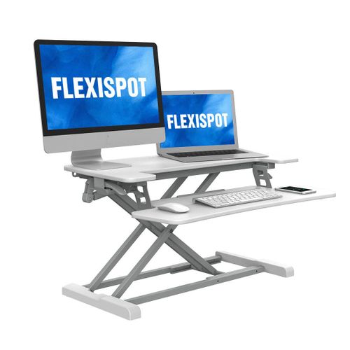 Flexispot Poste De Travail Réglable En Hauteur, Bureau Assis Debout,Support Pour Ordinateur Avec Support Clavier Amovible Blanc,72cm, M17w