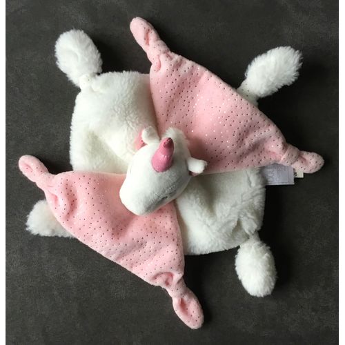 Doudou Licorne Lucie Blanc Rose Doré Dc3277 Doudou Et Compagnie