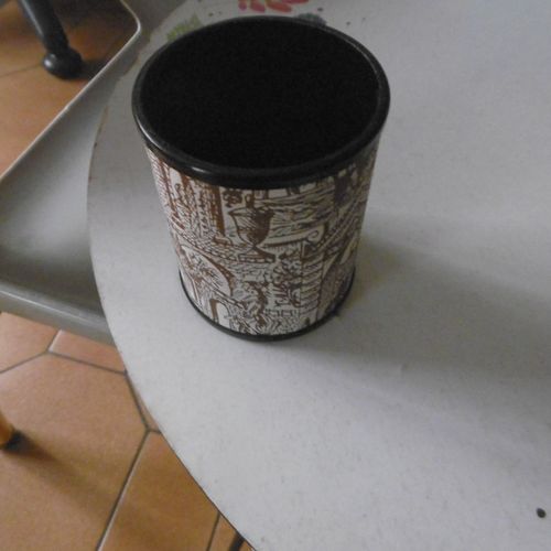 Pot A Crayons C.E.P. Noir Decor Ancien Marron Diametre 6cm