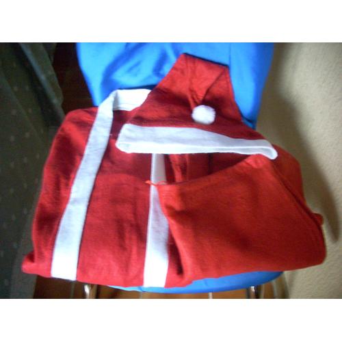 Costume De Père Noël 3 Pièces,Veste,Pantalon Et Bonnet.