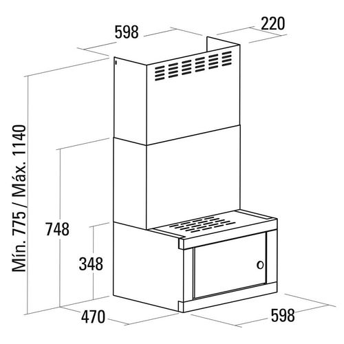 CATA Combiné hotte + four micro-ondes CHORUS XBK inox 60cm