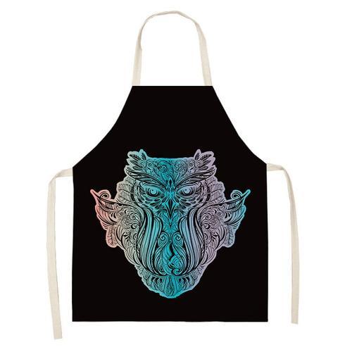 Tablier de cuisine hibou de dessin pour enfants,pour barbecue,cuisson,Restaurant,en lin,pour hommes - Type 38x47cm #D