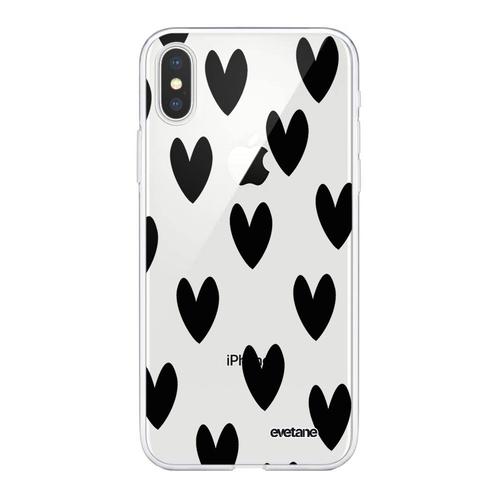 Coque Iphone X/Xs 360 Intégrale Coeurs Noirs Tendance Evetane.