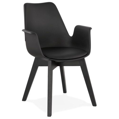 Chaise Avec Accoudoirs 'mistral' Noire Avec Pieds En Bois Noir