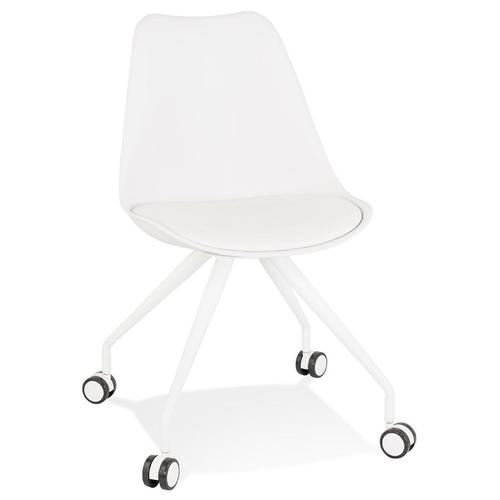 Chaise De Bureau Sur Roulettes 'skin' Blanche Avec Structure En Métal Blanc