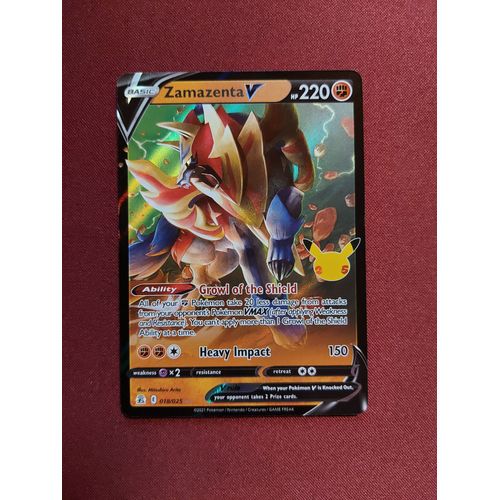 Carte Pokemon Anglaise - Zamazenta V 18/25 (Zamazenta V) - Edition Célébrations 25 Ans - Celebrations
