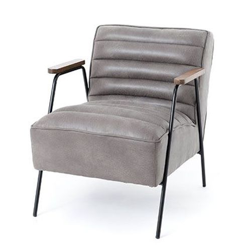Fauteuil 60x76x73 Cm En Velours Gris Et Noir