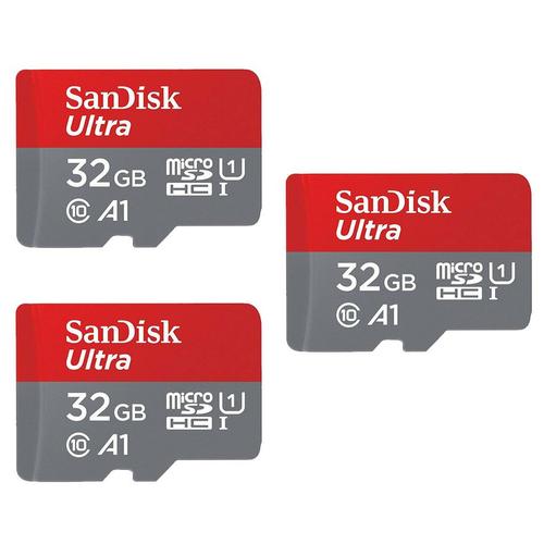 Lot de 3 Sandisk ultra 32 Go Carte Mémoire Micro SD MicroSD Class 10 UHS-I 120Mb/s