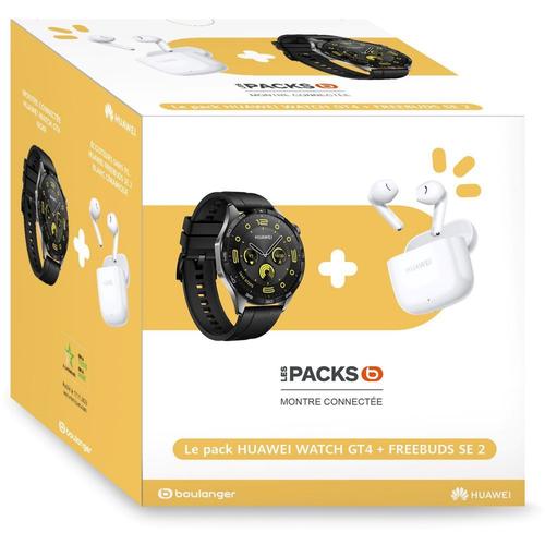 Montre Connectée Huawei Pack Watch Gt4 46mm Noir + Buds Blancs