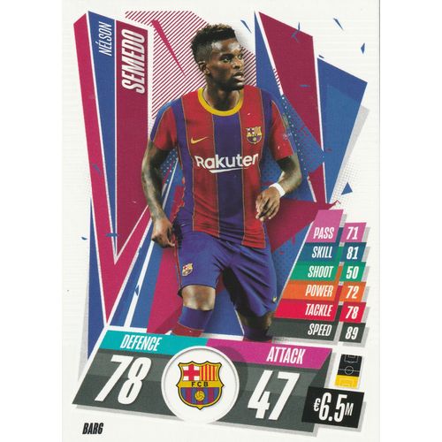 Bar 6 - Catre Topps - Match Attax - Uefa Champions League 2020 / 2021 - Nelson Semedo - Fc Barcelone