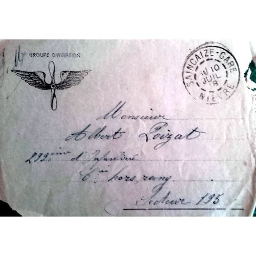 14-18 : Très Joli Lot Du 1er Groupe D'aviation Adressé À Un Poilu En 1918
