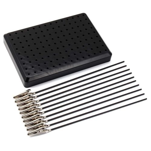 Outil De Modélisation Noir 9x14 Trous, Base De Support De Peinture Avec 10 Pièces, Jeu De Bâtons De Pinces Crocodile En Métal Pour Pulvérisation, Outil De Construction De Maquettes