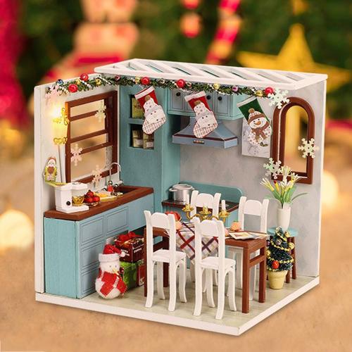 3 Pcs Kit de Maison de poupée Miniature,Maison de poupée en Bois Bricolage  - Kit de Meubles Miniatures en Bois et PP Mini Mai