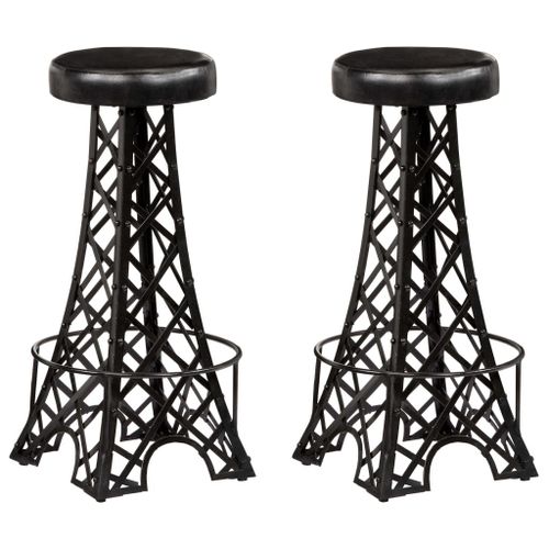 Vidaxl Tabourets De Bar Lot De 2 Cuir Véritable