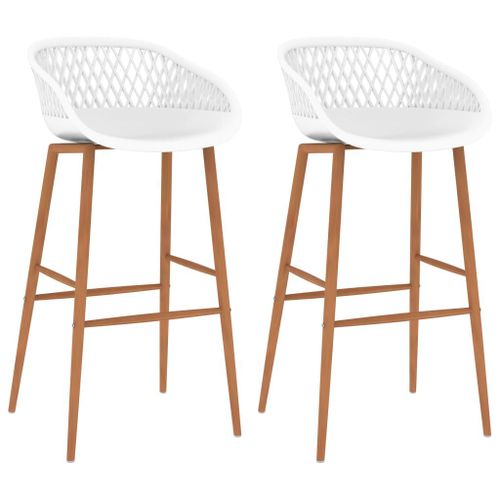 Vidaxl Chaises De Bar Lot De 2 Blanc