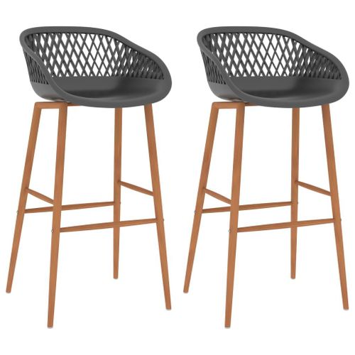 Vidaxl Chaises De Bar Lot De 2 Gris