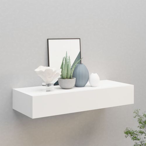 Vidaxl Étagère À Tiroir Murale Blanc 60x23,5x10 Cm Mdf