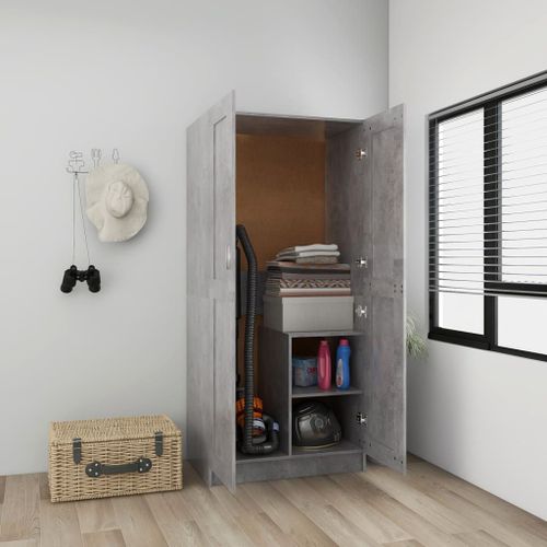 Vidaxl Garde-Robe Gris Béton 82,5x51,5x180 Cm Aggloméré
