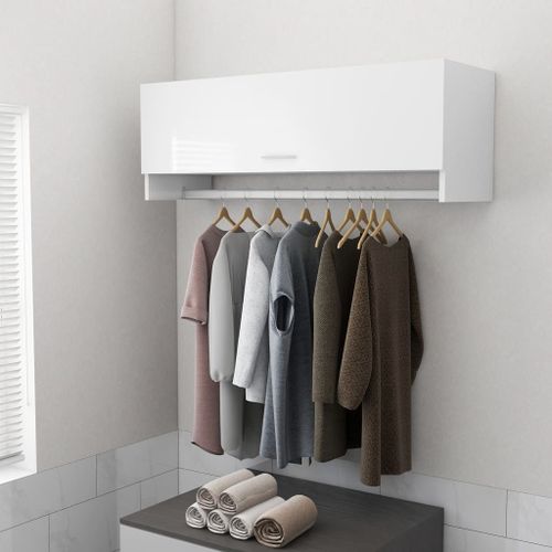 Vidaxl Garde-Robe Blanc Brillant 100x32,5x35 Cm Bois D'ingénierie