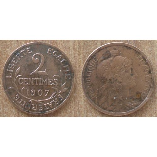 France 2 Centimes 1907 Piece Rare Dupuis Centime Francs Franc Centime