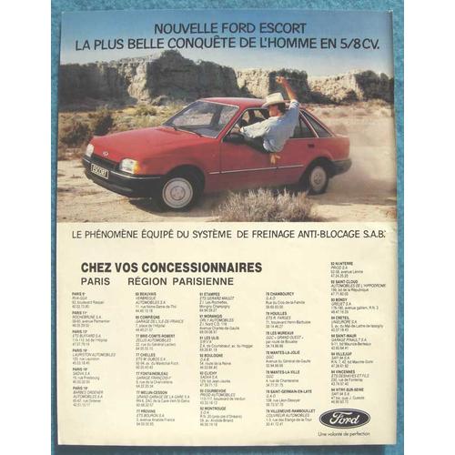 Publicité Papier - Voiture Ford Escort De 1986