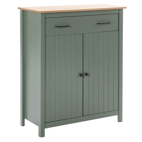 Tina - Meuble Haut 2 Portes 1 Tiroir Bois Ciré Coloris Vert
