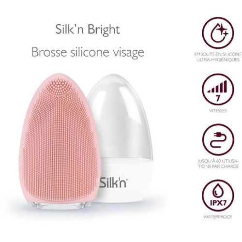 Silk'n Bright - Brosse nettoyante pour le visage - sans fil - rose