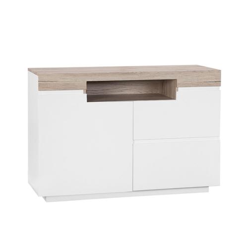 Commode Blanche Et Bois Clair Marlin