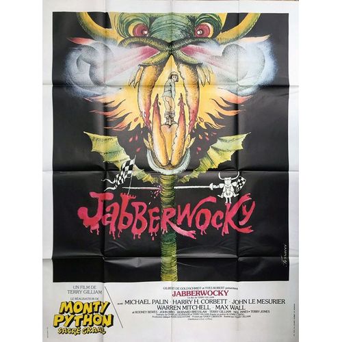 Jabberwocky - Véritable Affiche De Cinéma Pliée - Format 120x160 Cm - De Terry Gilliam, Monty Python Avec Michael Palin, Harry H. Corbett, John Le Mesurier (Illustration Ferracci) 1977