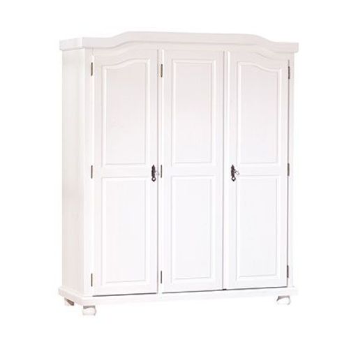 Armoire 3 Portes En Pin Massif Blanc - Chambery