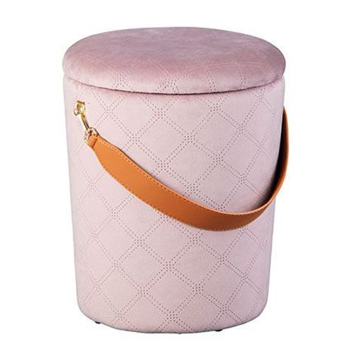 Pouf Avec Rangement 30x30x38 Cm En Velours Bleu Gris - Yapak