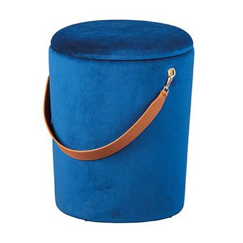 Pouf Avec Rangement 35x35x45 Cm En Velours Bleu - Dilia