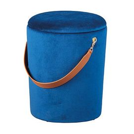 Pouf Avec Rangement 35x35x45 Cm En Velours Bleu - Dilia